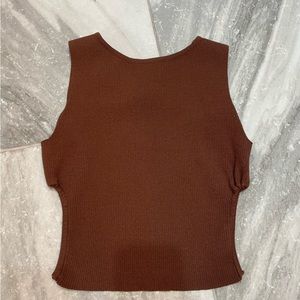Brown backless tank top, adjustable in the back size M